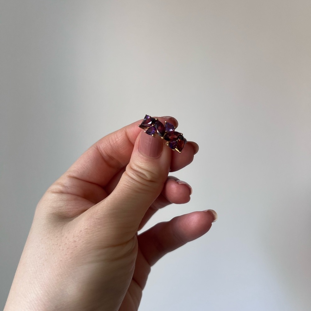 NWT 10K Gold Red Garnet & Amethyst Gemstones Ring - Picture 6 of 8